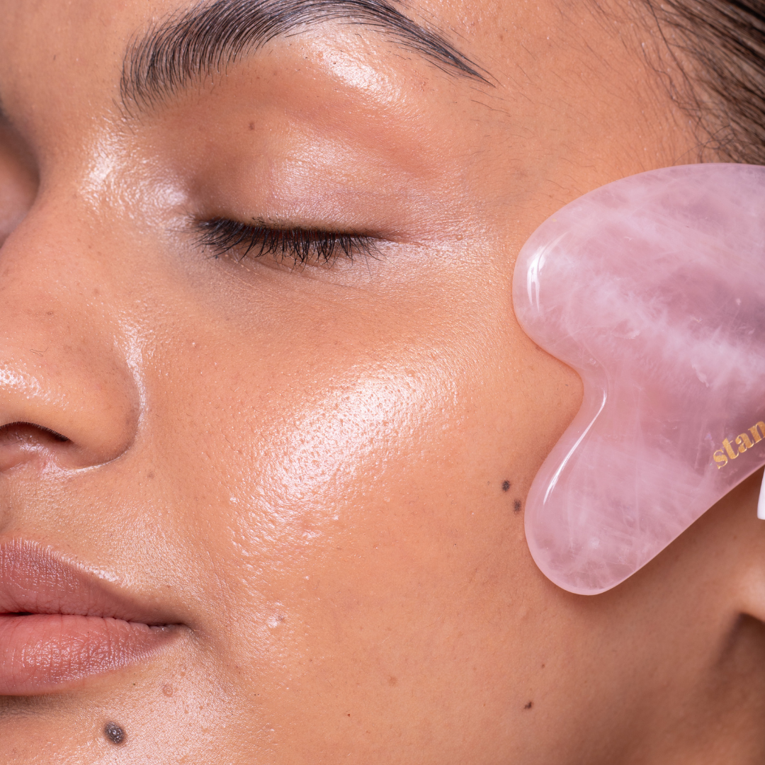 Gua Sha 100% Rose Quartz - Facial Massager
